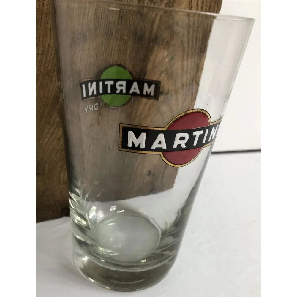Martini Dry Glass Large Cocktail Enamel Vintage 6.5